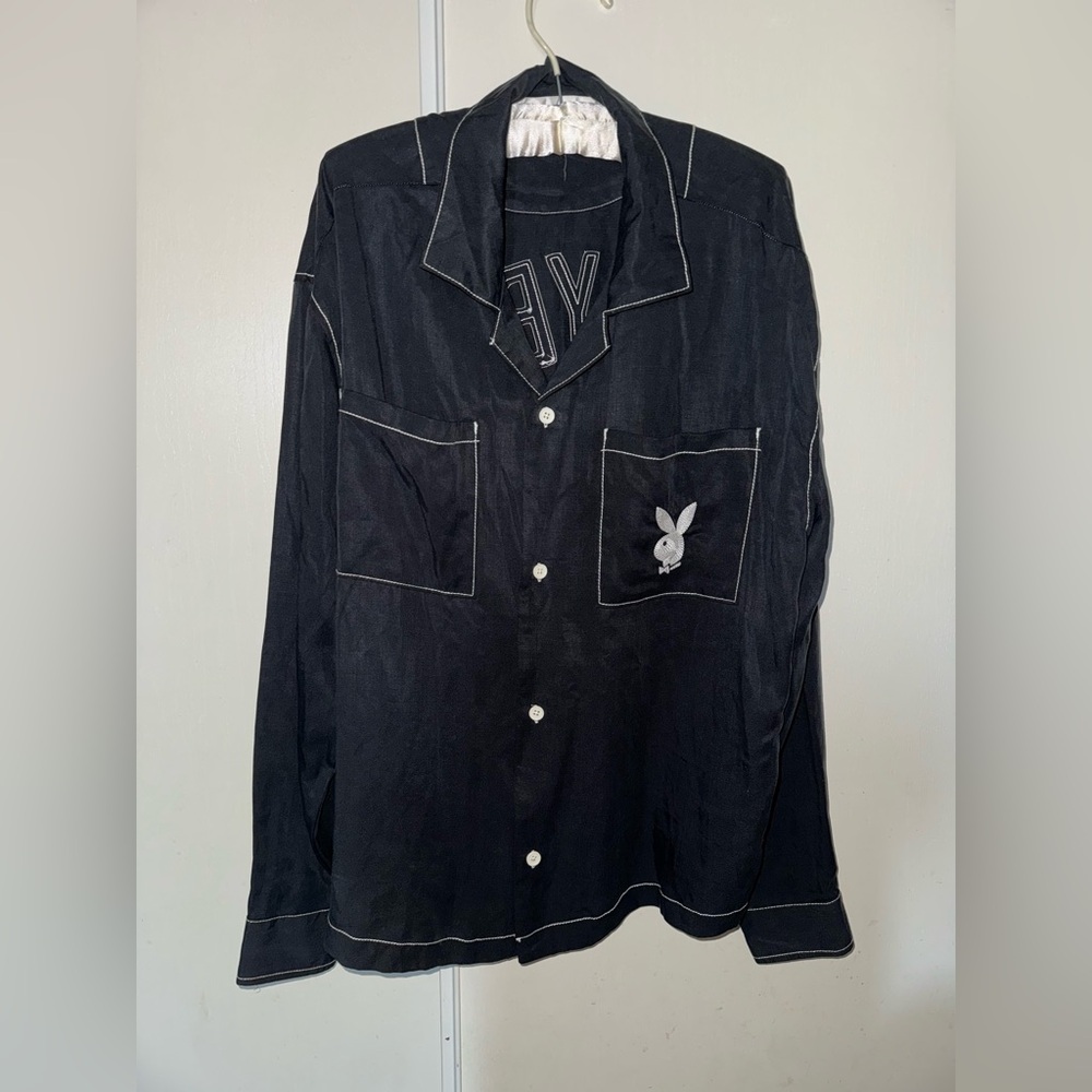PLAYBOY Black Shirt with White Stitching